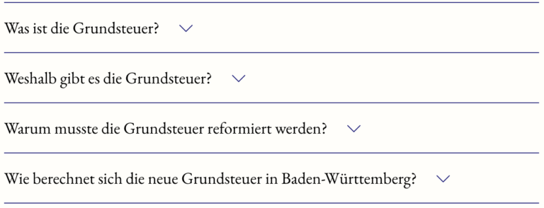 Screenshot einer Website als Beispiel für FAQs.